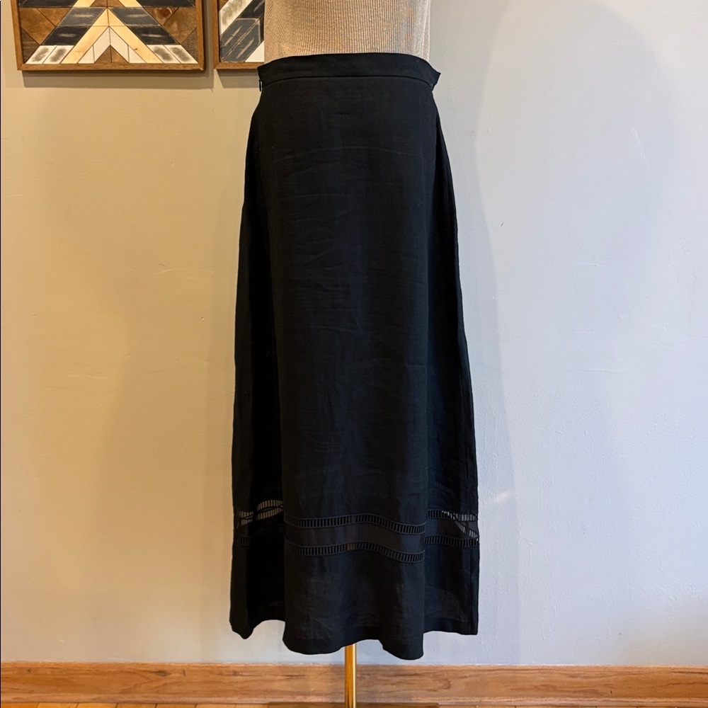 Ralph Lauren Collection Black Linen Maxi Skirt with Cutout Detail size 8 - Picture 8 of 14